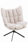 Fotel Relax Cushion On Frame Textile/Metal Beige