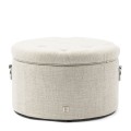 Pufa Footstool Park Avenue, Antique White, Rich Tweed