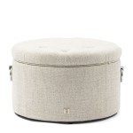 Pufa Footstool Park Avenue, Antique White, Rich Tweed