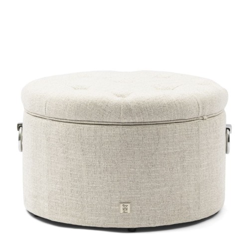 Pufa Footstool Park Avenue, Antique White, Rich Tweed