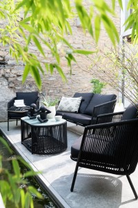 Zestaw ogrodowy Set Eli 4p Sofas+Tables+Cushions Metal/Rope Black