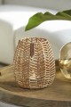 Lampion Votive Rustic Rattan Hexagon