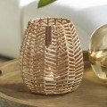 Lampion Votive Rustic Rattan Hexagon