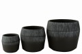 Donice zestaw Set Of 3 Flowerpot Fiber Clay Black