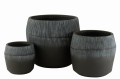 Donice zestaw Set Of 3 Flowerpot Fiber Clay Black