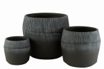 Donice zestaw Set Of 3 Flowerpot Fiber Clay Black