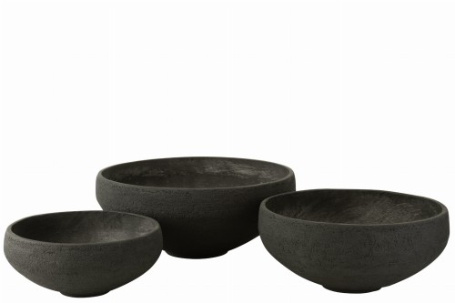 Donice zestaw Set Of 3 Dish Fiber Clay Black