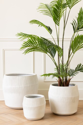 Donice zestaw Set Of 3 Dish Fiber Clay White