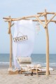 Leżak Lounger+Cushion Stripes Woven Plastic/Teak White/Natural