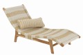 Leżak Lounger+Cushion Stripes Woven Plastic/Teak White/Natural
