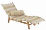 Leżak Lounger+Cushion Stripes Woven Plastic/Teak White/Natural