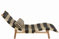Leżak Lounger+Cushion Stripes Woven Plastic/Teak Black/Natural