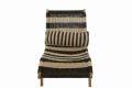 Leżak Lounger+Cushion Stripes Woven Plastic/Teak Black/Natural