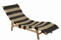 Leżak Lounger+Cushion Stripes Woven Plastic/Teak Black/Natural