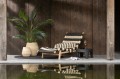 Leżak Lounger+Cushion Stripes Woven Plastic/Teak Black/Natural