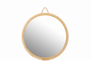 Lustro Mirror Round Wood/Rattan Natural
