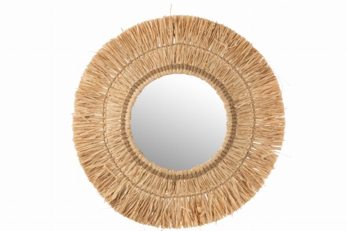 Lustro Mirror Hanging Round Reed Raffia Natural
