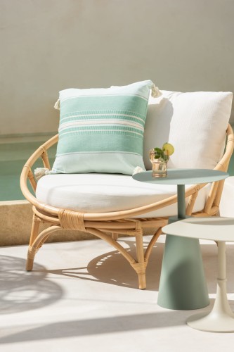 Fotel Chair+Cushion Rattan/Textile Natural/White