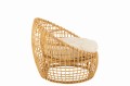 Fotel Chair Lise+Cushion 1 Person Rattan/Textile Natural/White