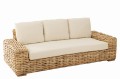 Sofa +Cushion 3 Person Rattan/Textile Natural/White
