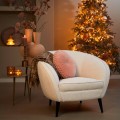 Fotel Chair 91x71x77 cm ALMOND bouclé cream-wood black