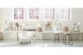 Sofa 160x72x79 cm ALMOND bouclé cream-wood black