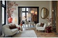 Sofa 160x72x79 cm ALMOND bouclé cream-wood black