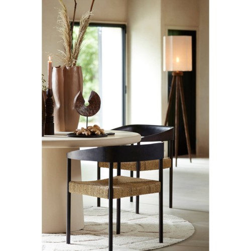 Krzesło 60,5x57x76,5 cm DELMAR wood dark brown+seagrass