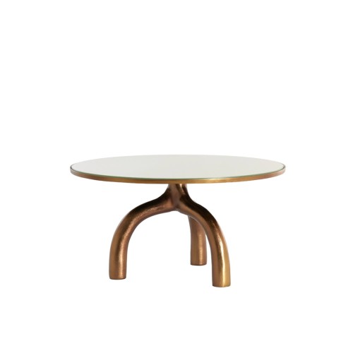 Stolik kawowy Ø76x40 cm MELLO shiny brown bronze+glass taupe