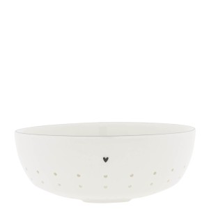 Sitko ceramiczne Fruit Bowl L White with Heart in Black D20X7 CM