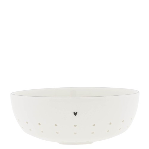 Sitko ceramiczne Fruit Bowl L White with Heart in Black D20X7 CM