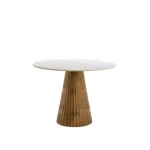 Stół  Ø100x78 cm LEYDA marble white-antique bronze
