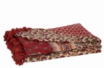Pled Beach Mat Flowers Cotton Red