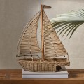 Rzeźba Decoration Sailboat Rustic Rattan