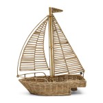 Rzeźba Decoration Sailboat Rustic Rattan