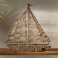 Rzeźba żaglówka Decoration Sailboat Rustic Rattan XL
