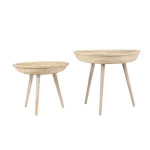 Stolik S/2 Ø46x38,5+Ø56x48 cm COLON rattan natural