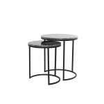 Stolik S/2 Ø41x48+Ø49x53,5 cm ALFIO brown marble+black