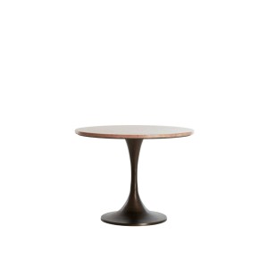 Stolik Ø59x44 cm DOLIN red travertine+dark brown