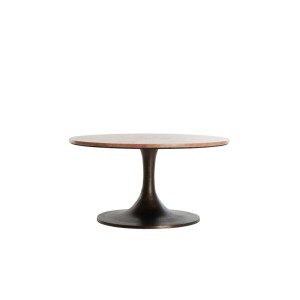 Stolik Ø75x38 cm DOLIN red travertine+dark brown