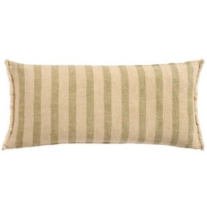 Poszewka natural/dusty green stripes w/fringes at each end 35x80cm
