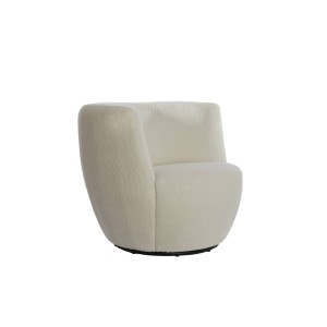 Fotel 89x85x74 cm SENJA bouclé white+black swivel base