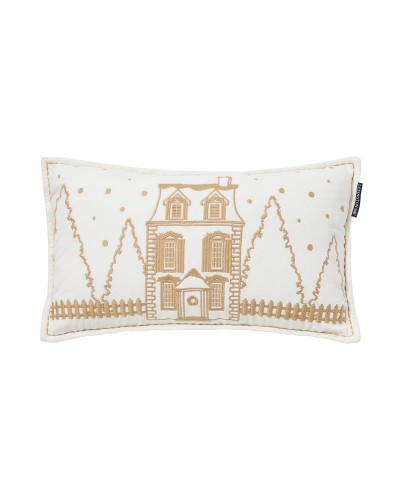 Poduszka dekoracyjna Winter house beige organic cotton velvet pillow, 50x30