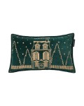 Poduszka dekoracyjna Winter house green organic cotton velvet pillow, 50x30 pillow green/lt beige