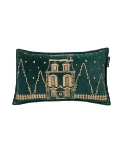 Poduszka dekoracyjna Winter house green organic cotton velvet pillow, 50x30 pillow green/lt beige