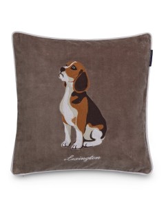Poszewka dekoracyjna Beagle Dog organic cotton velvet pillow cover, stone