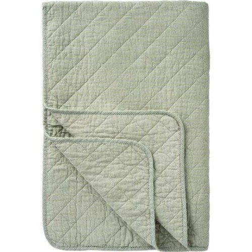 Pled white/dusty green stripes 130x180