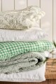 Pled white/dusty green stripes 130x180