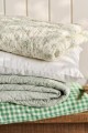 Pled white/dusty green stripes 130x180
