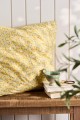 Poszewka Cushion cover light yellow w/white and rust flowers, green leaves 50x50
